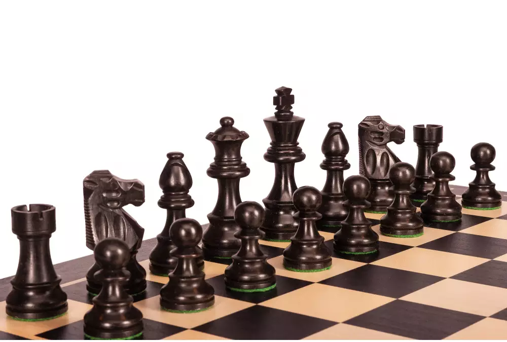 Zestaw szachowy French Lardy - szachownica (pole 58 mm), figury (król 96 mm)